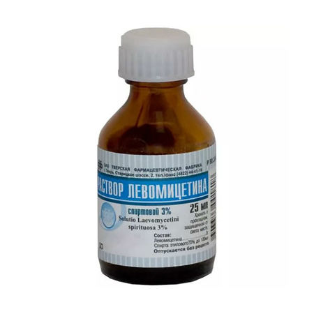 Левомицетина р-р спирт. 3% 25 мл (Тверская ФФ)