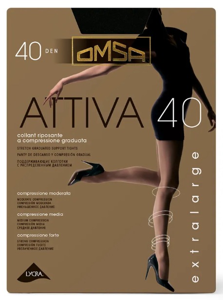 Колготки Omsa Attiva 40 (XL, Nero)