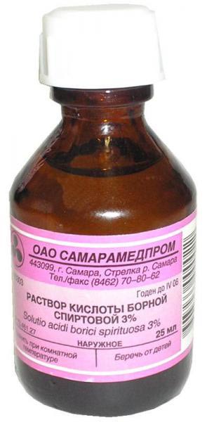 Борная кислота спиртовой р-р 3% фл 25 мл (Самарамедпром)
