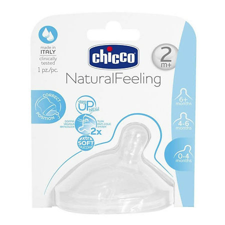 Chicco Соска сил. с наклоном флек,сред,поток Natural Feeling №1 2+ 4084