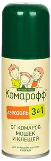 Комарофф аэрозоль от комаров, клещей и мошек 3 в 1 100мл
