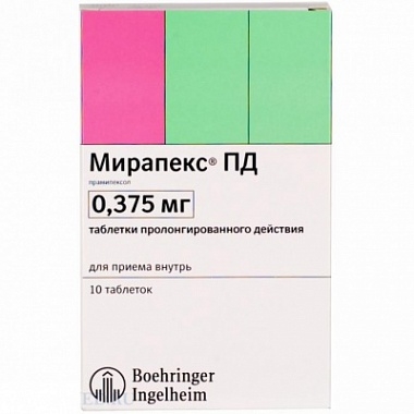 Мирапекс ПД тб 0,375 мг № 10