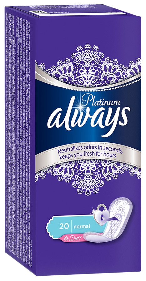 Always Прокладки Женские гигиенические  на каждый день Platinum Deo Normal Single 20шт