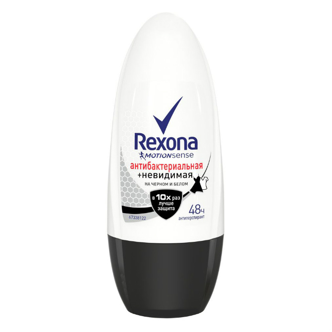 Rexona Дезодорант-ролл Антибактериальный Невидимый на черном и белом 50 мл