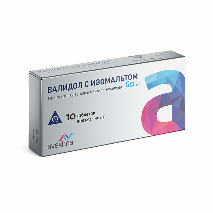 Валидол тб с изомальтом 60 мг №10 (Ирбитский)