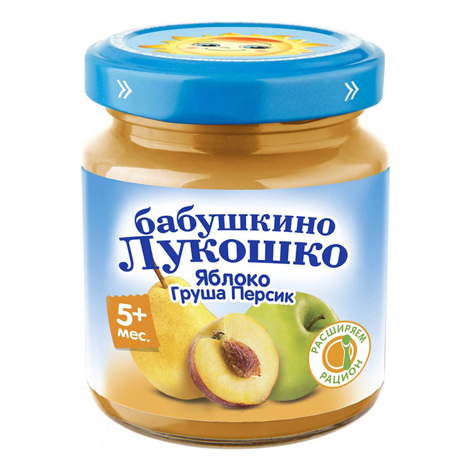 Бабушкино Лукошко Пюре 100 г Яблоко, груша, персик