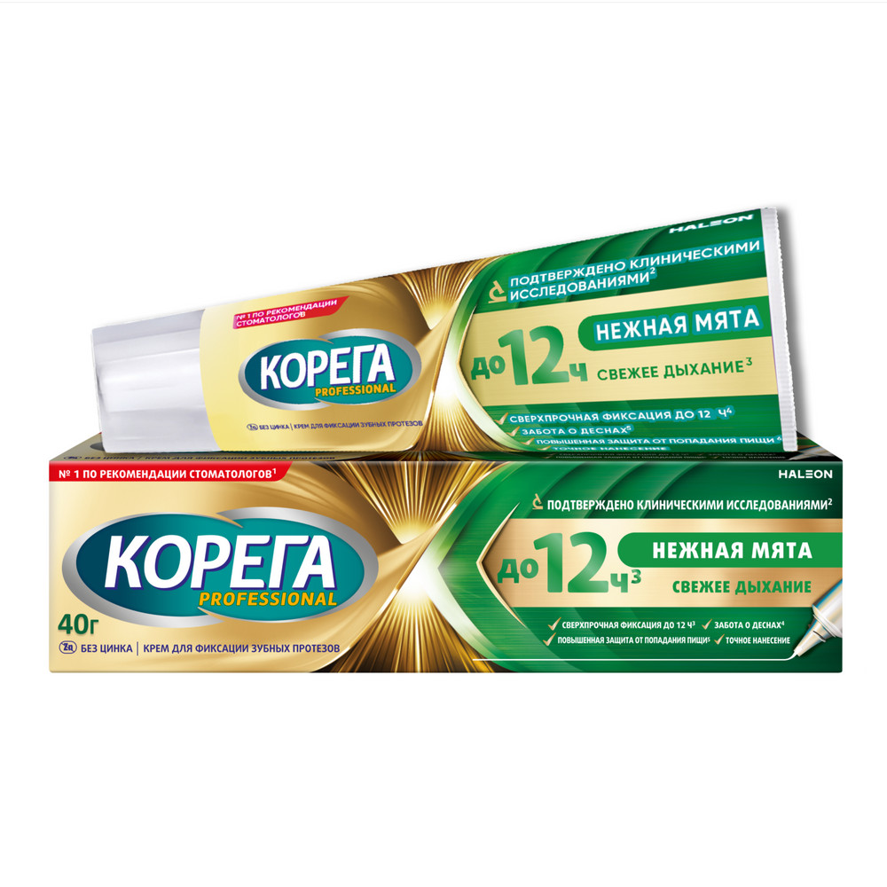 Корега Professional крем для фиксации зубных протезов Нежная мята 40 г