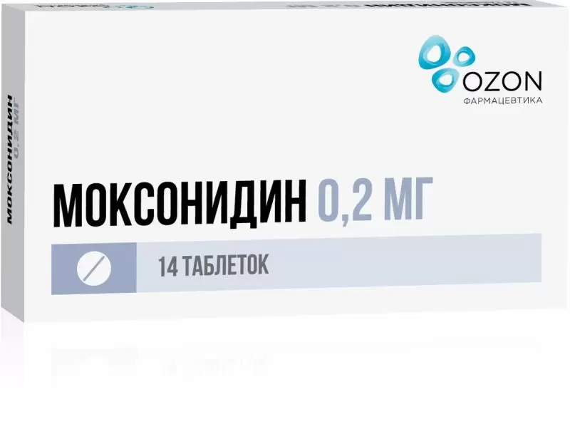 Моксонидин тб 0,2 мг № 14 (Озон)