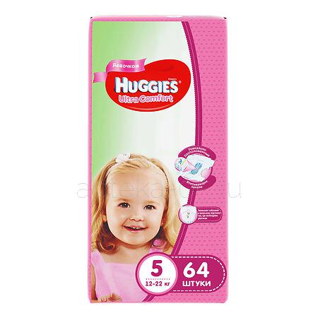 Huggies Подгузники Ультра Комфорт 5 (12-22 кг) № 64 для девочек