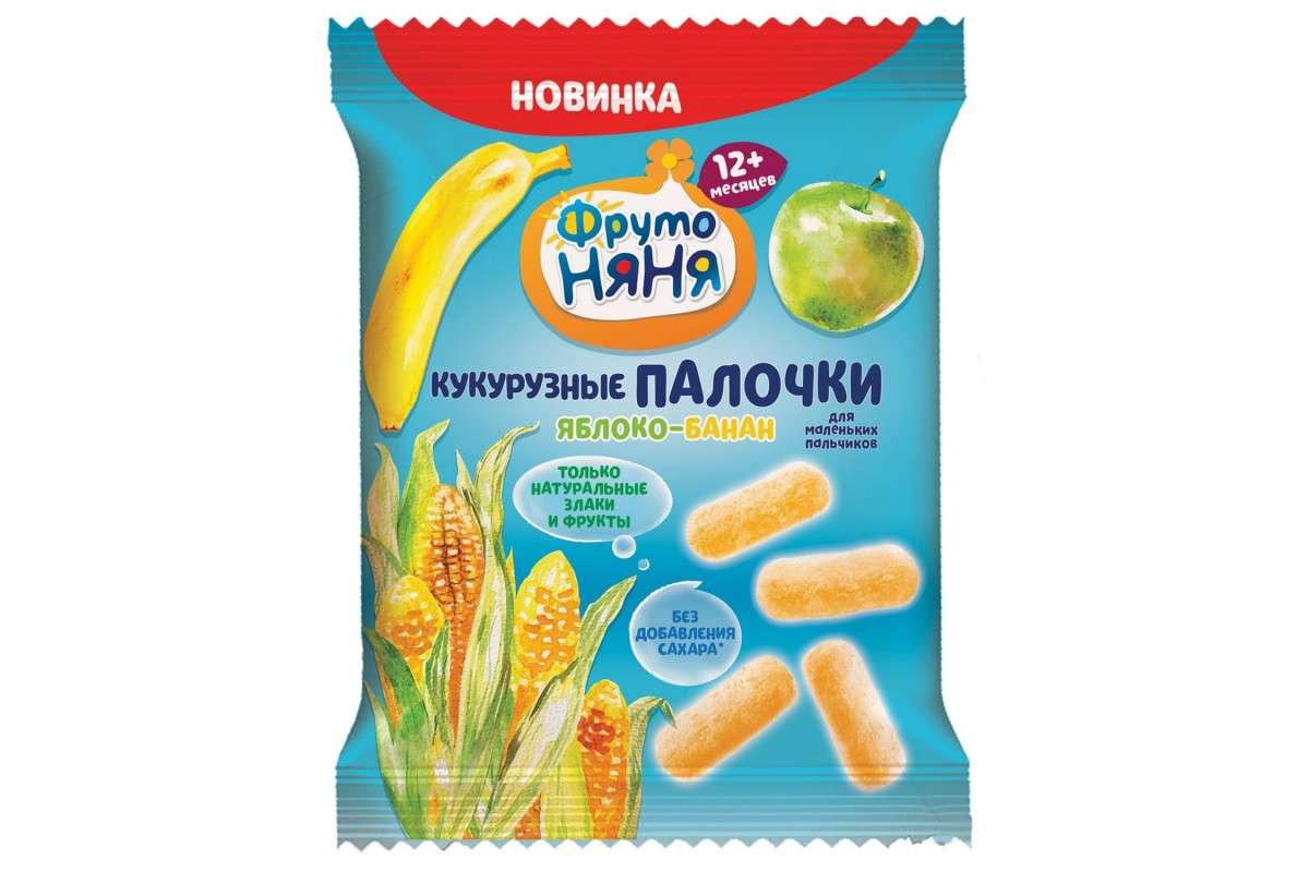 Фруто Няня Палочки кукурузные с яблоком и бананом 20 гр