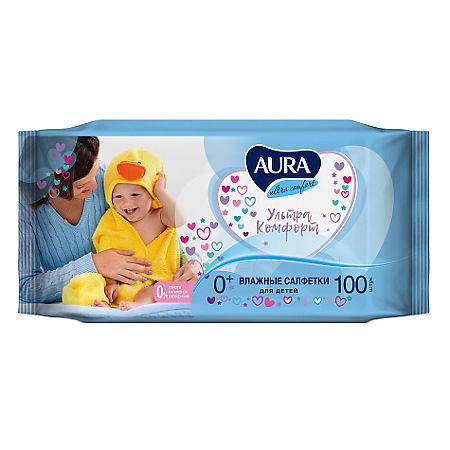 Салфетки влажные детские Аура Ультра комфорт № 100