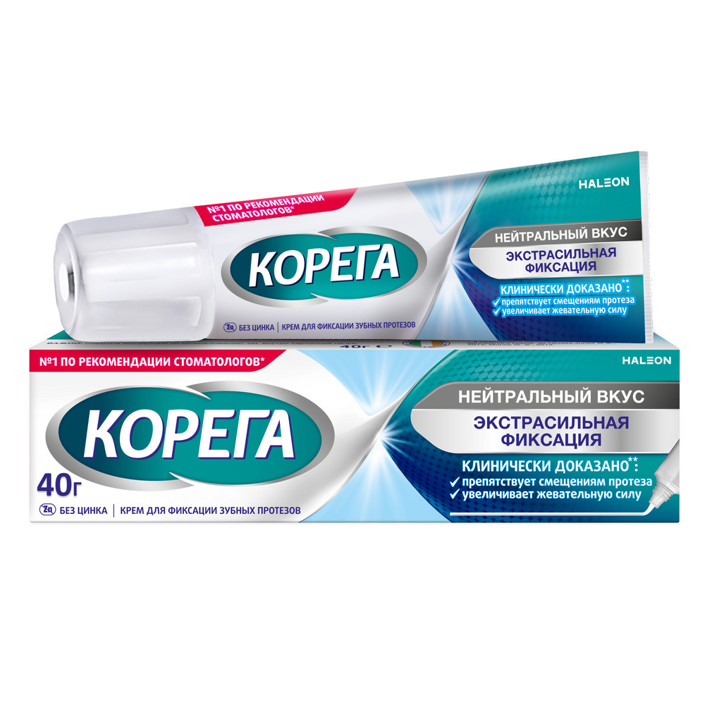 Корега крем для зубных протезов (экстра сильная фиксация, нейтральный вкус) 40 г
