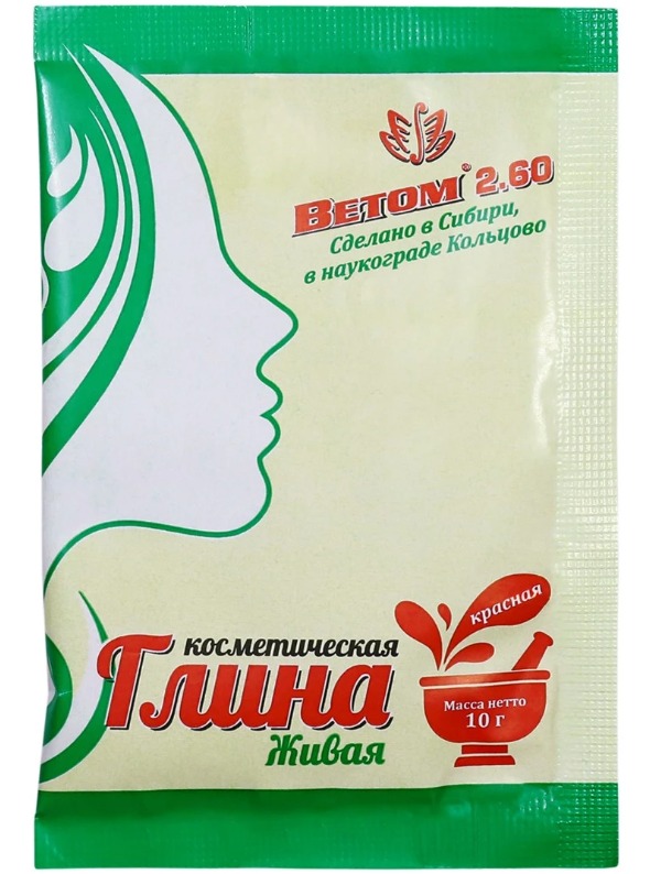 Ветом 2.60 Глина косметическая красная пак 10 г № 1